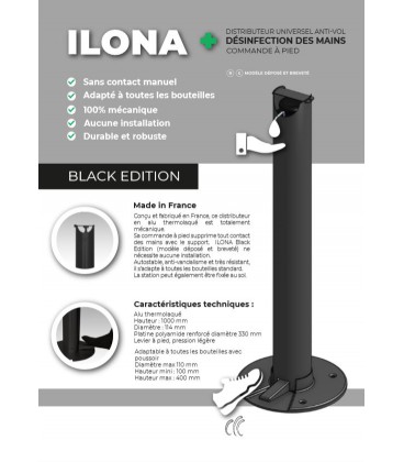 Distributeur de Gel "sans contact" -Ilona black édition-